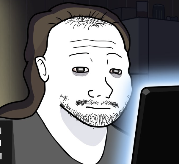 Smug NEET Wojak at his computer